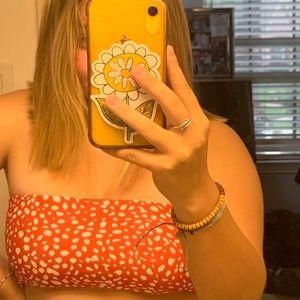 Red bandeaux swimsuit. adjustable to any size